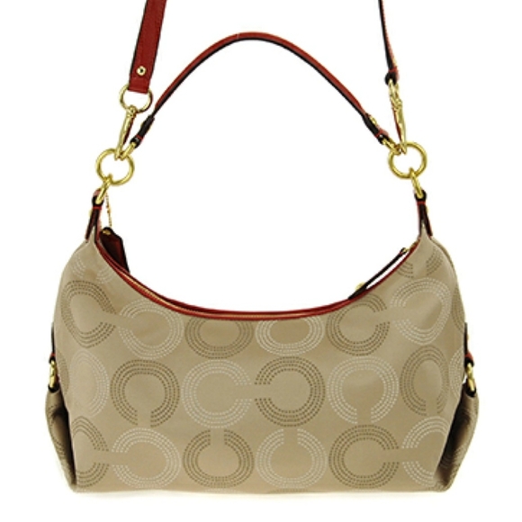 COACH Ashley Dotted Op Art Convertible Hobo F20031 Size 14" X 9" X 6" - Picture 5 of 12